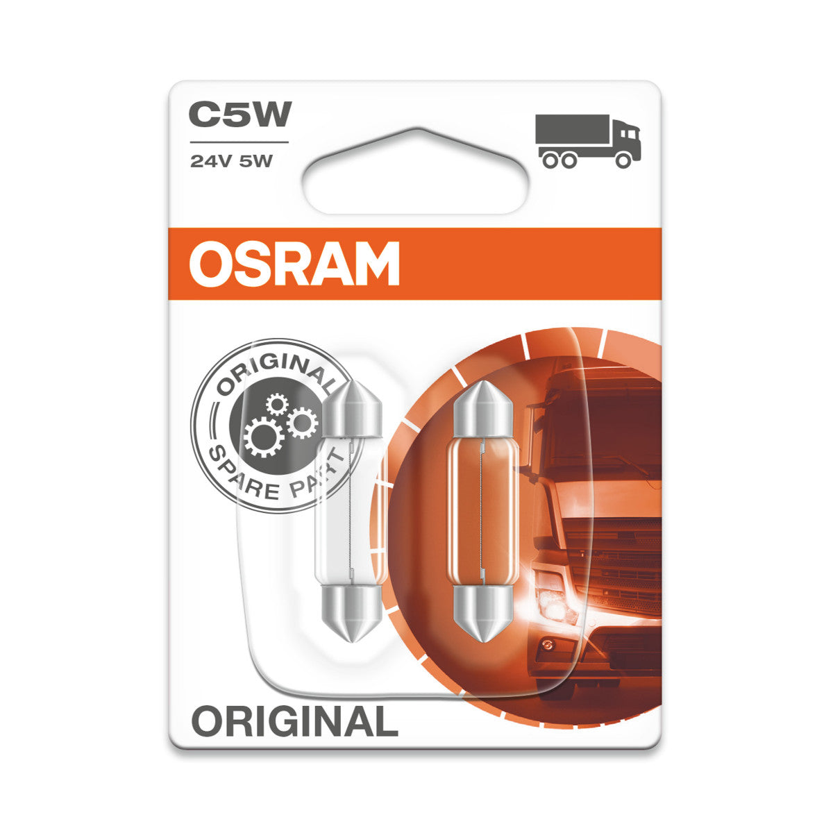 OSRAM ORIGINAL FESTOON - 5W - 24V - 36mm Ekstra pære - 2-PACK