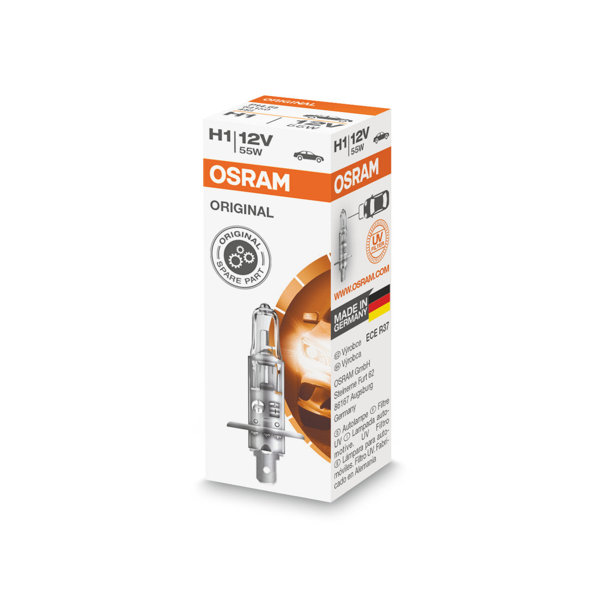 OSRAM ORIGINAL LINE - H1 - 12 V - 55 W - Halogen forlygtepære - Foldeboks