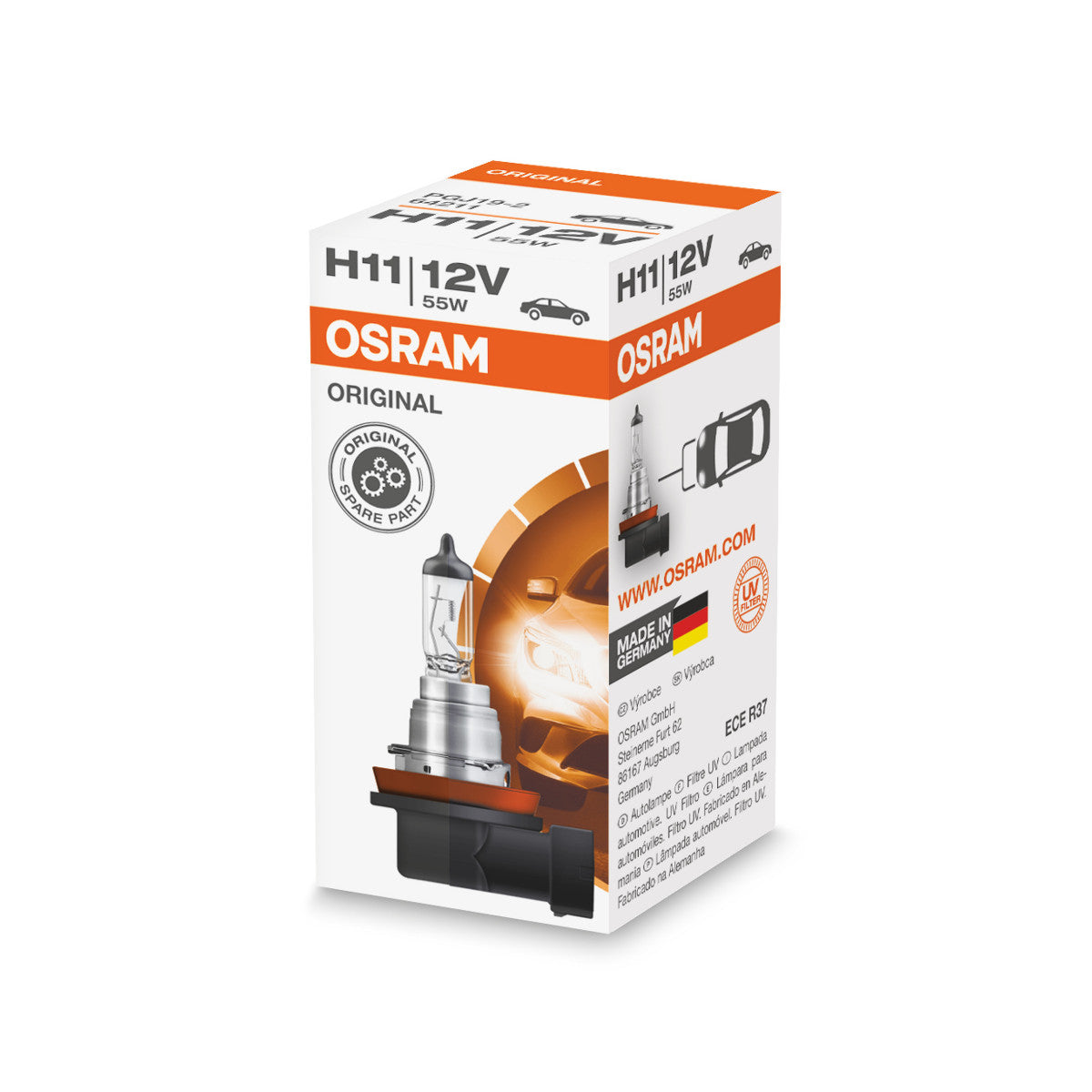 OSRAM Original Line - H11 - 12 V - 55 W - Halogen forlygter lampe - Foldningsboks