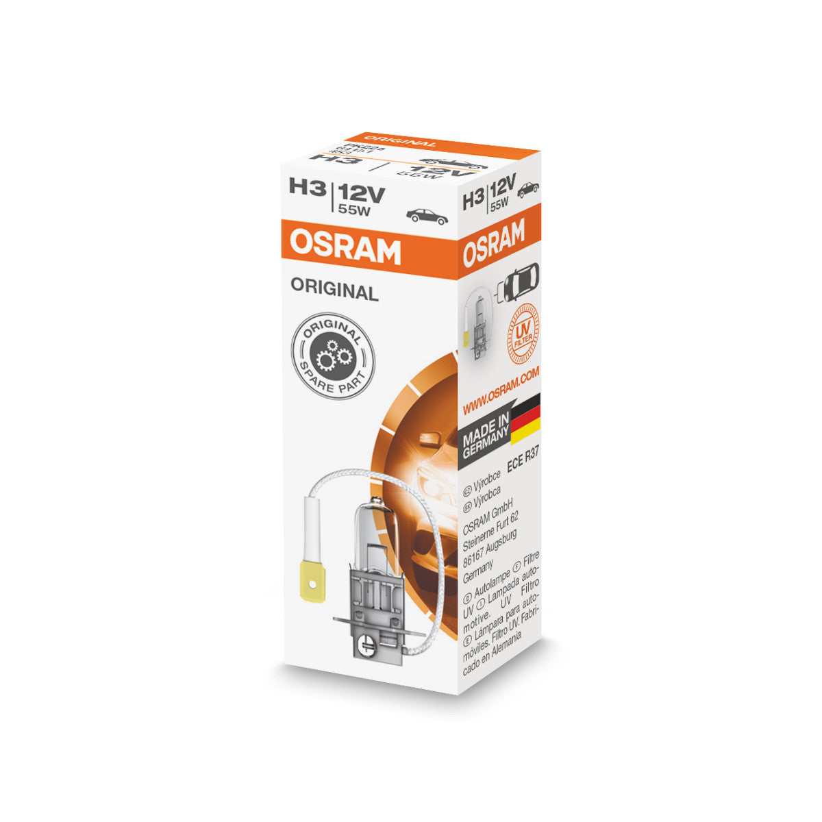 OSRAM ORIGINAL LINE - H3 - 12 V - 55 W - Halogen forlygtepære - Foldeboks