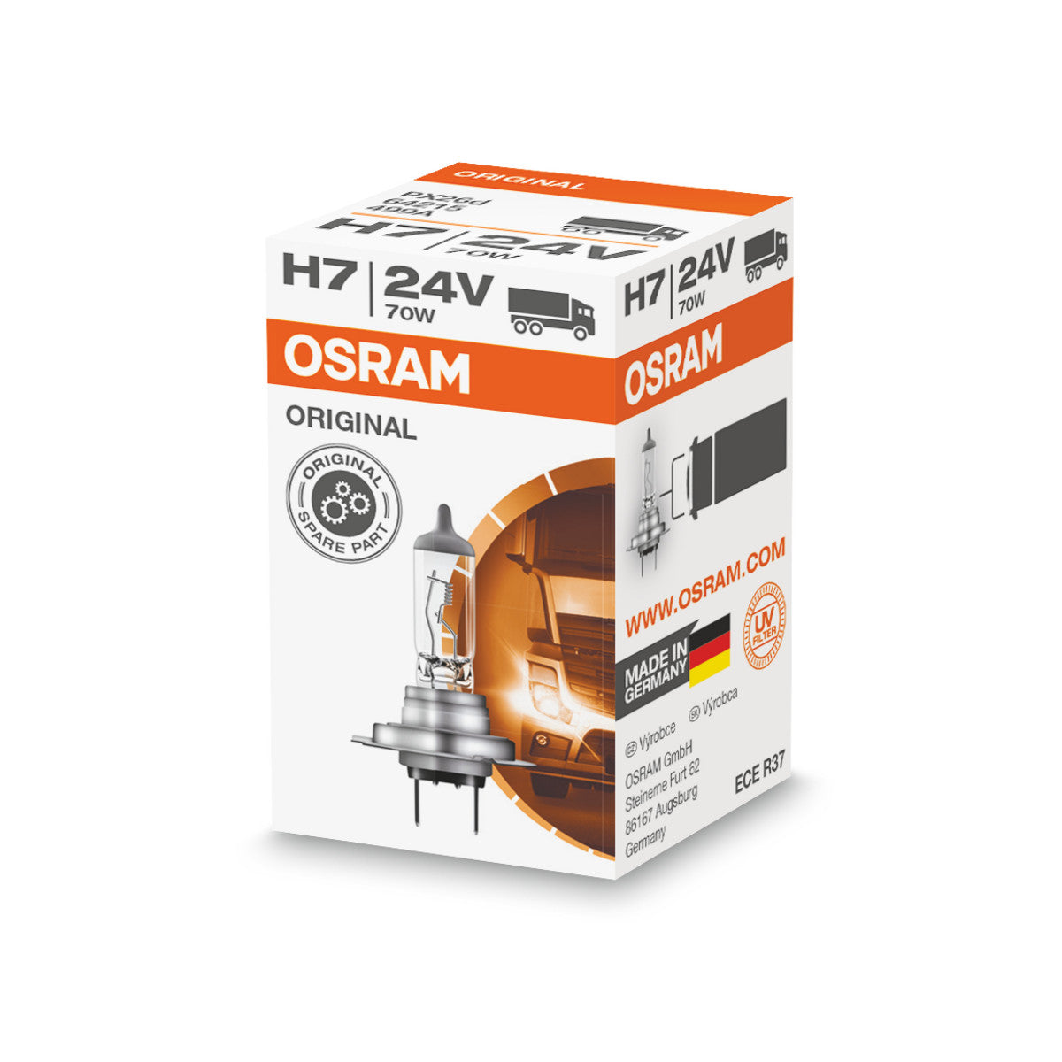 OSRAM ORIGINAL LINE - H7 - 24 V - 70 W - Halogen forlygtepære - Foldeboks