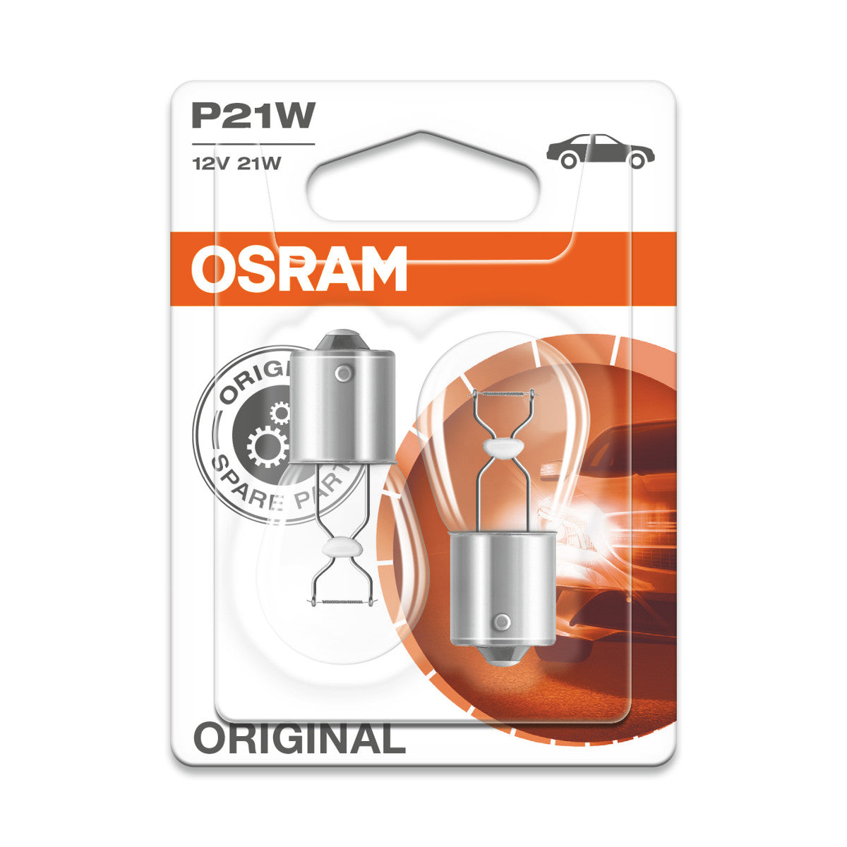 OSRAM ORIGINAL - METAL BASE - P21W Ekstra pære 2-pak