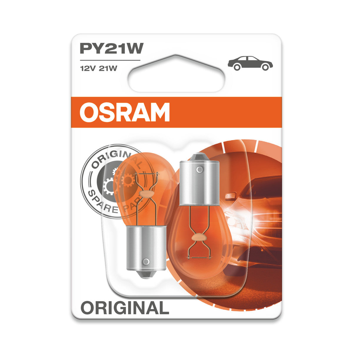 OSRAM ORIGINAL - METAL BASE - PY21W Ekstra pære 2-pak