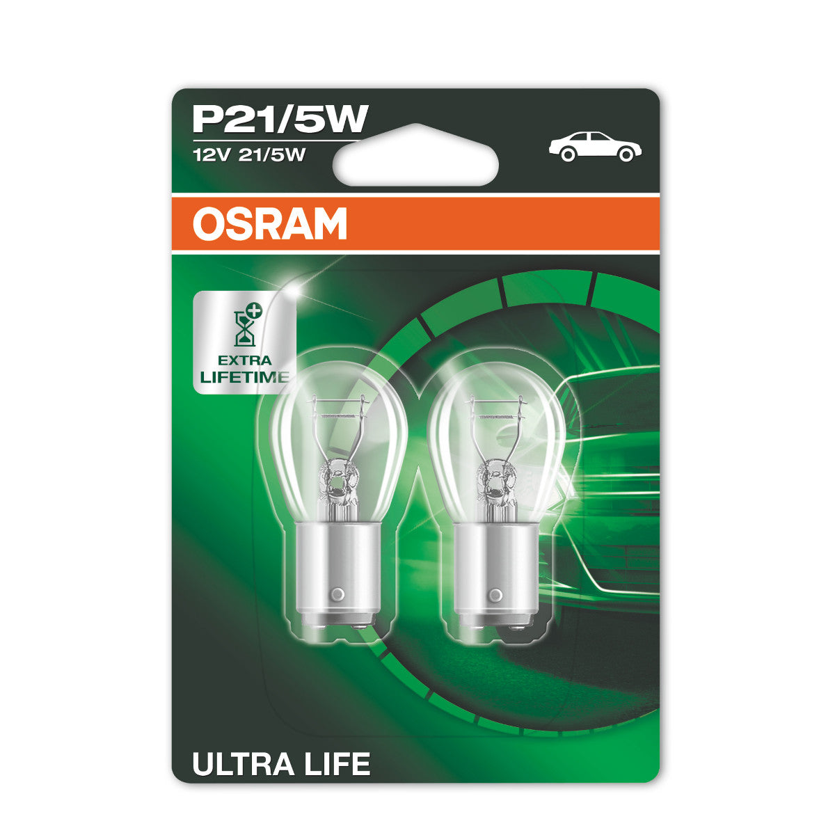 Osram Ultra Life - P21-5W Extra Light Lamp - 2 -Pack