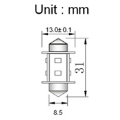 Spollampa 12V/24V 0.9W 31mm