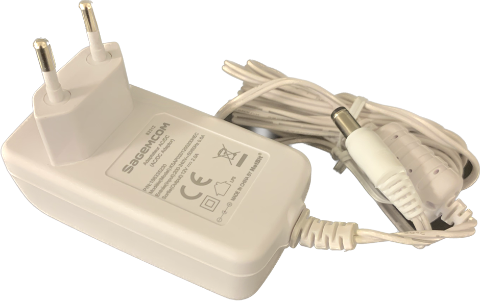 Transformer fra 230V AC til 12V DC 24W - Hvid