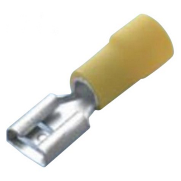 Flad pin -ærme 6mm2 vinylgul 6,3 x 0,8 mm - 10 stk